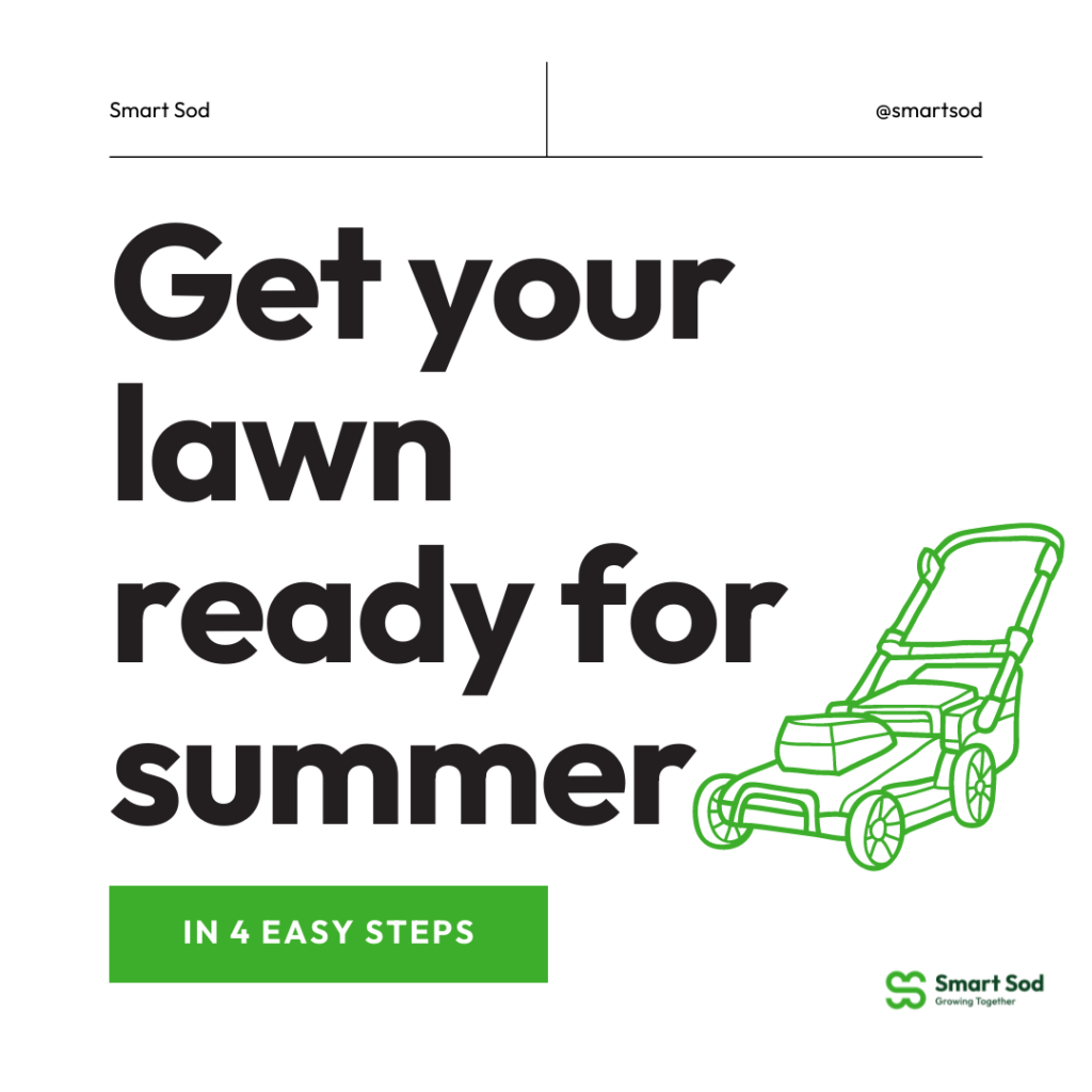 get your lawn ready for summer graphic with lawn mower